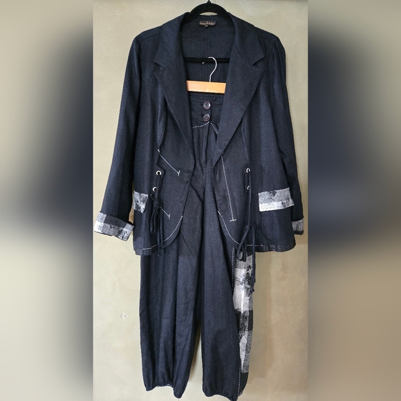 Jane & John | Women's Black and Gray Linen Vest & Pants, Size XL - Picture 2 of 16